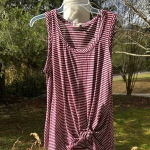 Nine Britton Burgundy and White Striped Tank Top